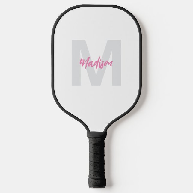 Personalisiert-Rosa-Monogramm-Frauen Pickleball Schläger (Vorderseite)