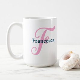 Personalisiert rosa Monogramm Letter F Individuell Kaffeetasse