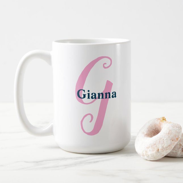 Personalisiert-rosa-Monogramm-Letter-G-Individuell Kaffeetasse (Mit Donut)