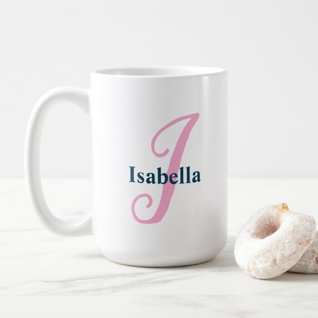 Personalisiert-rosa-Monogramm-Letter-I-Individuell Kaffeetasse (Mit Donut)
