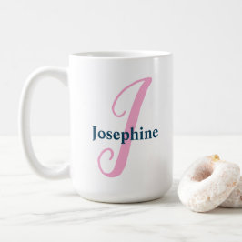 Personalisiert rosa Monogramm Letter J Individuell Kaffeetasse