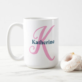 Personalisiert-rosa-Monogramm-Letter-K-Individuell Kaffeetasse