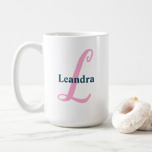 Personalisiert-rosa-Monogramm-Letter-L-Individuell Kaffeetasse