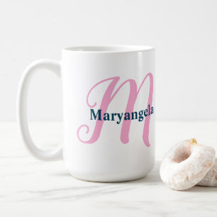 Personalisiert-rosa-Monogramm-Letter-M-Individuell Kaffeetasse