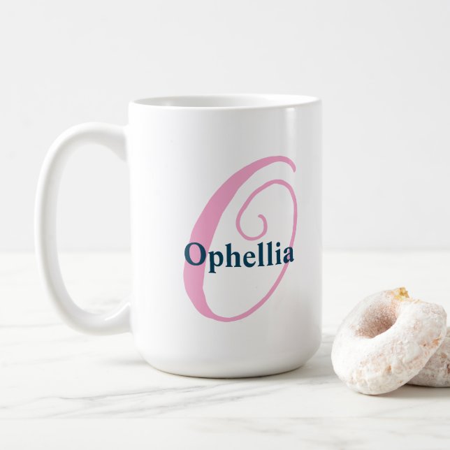 Personalisiert-rosa-Monogramm-Letter-O-Individuell Kaffeetasse (Mit Donut)
