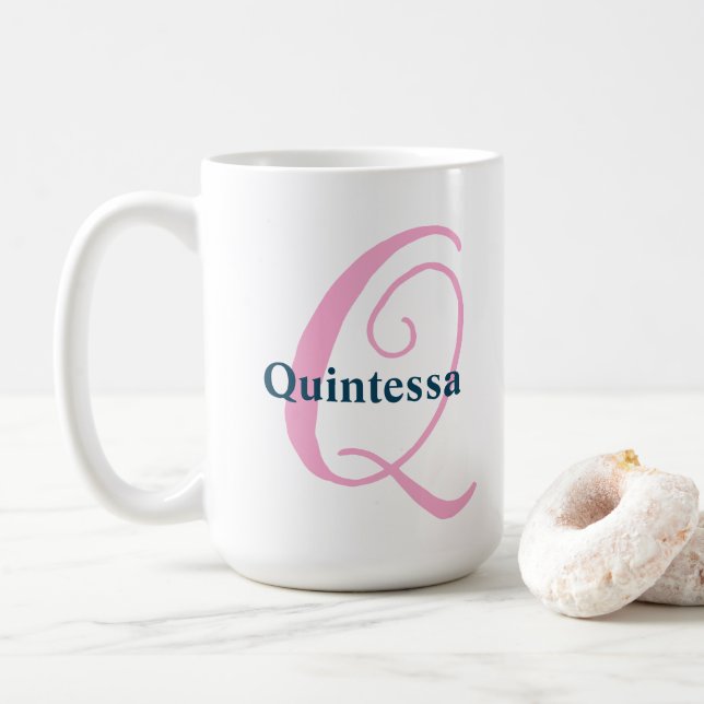 Personalisiert-rosa-Monogramm-Letter-Q-Individuell Kaffeetasse (Mit Donut)