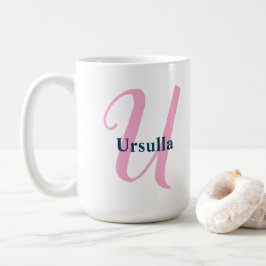 Personalisiert-rosa-Monogramm-Letter-U-Individuell Kaffeetasse