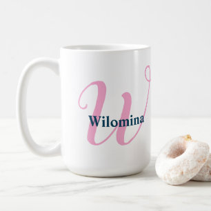 Personalisiert-rosa-Monogramm-Letter-W-Individuell Kaffeetasse