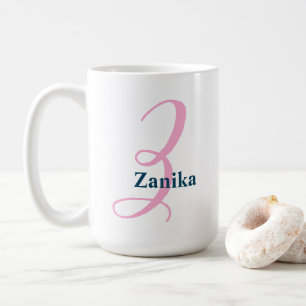 Personalisiert rosa Monogramm Letter Z Individuell Kaffeetasse