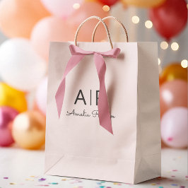 Personalisiert rosa Monogramm Mittlere Geschenktüte