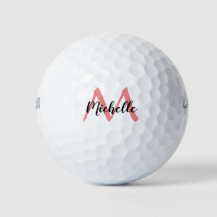 Personalisiert rosa Monogramm Name Golfball