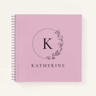 Personalisiert rosa, monogramm, weiches Blumenkrau Notizbuch