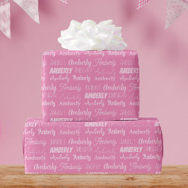 Personalisiert rosa Name Niedliche Schriftart Coll Geschenkpapier