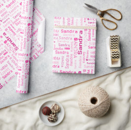 Personalisiert rosa Namensschild Geschenkpapier