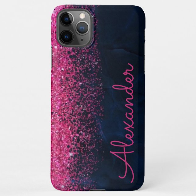 Personalisiert rosa Navy Glitzer Marble BUDGET Gir iPhone Hülle (Rückseite)