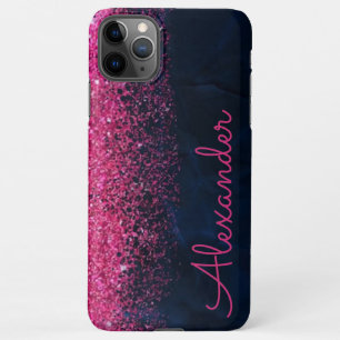 Personalisiert rosa Navy Glitzer Marble BUDGET Gir iPhone 11Pro Max Hülle