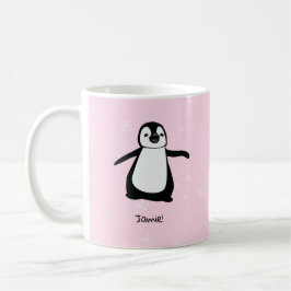 Personalisiert rosa Niedliche Pinguin Winterschnee Kaffeetasse