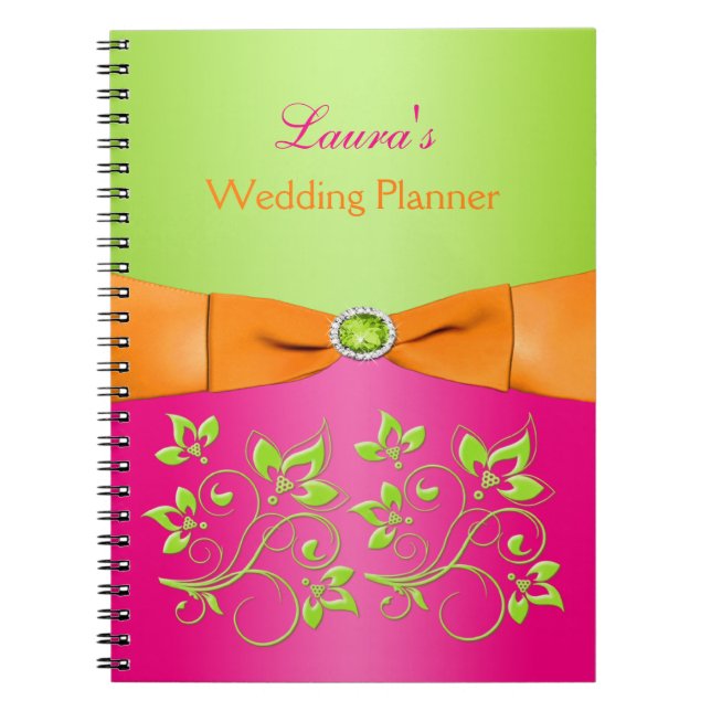 Personalisiert rosa orange Limones BlumenNotebook Notizblock (Vorderseite)