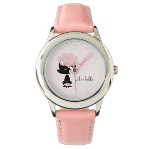 Personalisiert rosa Poodle Armbanduhr
