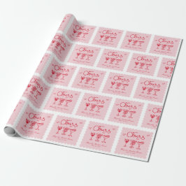 Personalisiert rosa Retro-Brautparty Geschenkpapier