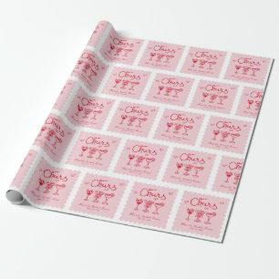 Personalisiert rosa Retro-Brautparty Geschenkpapier