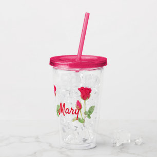 Personalisiert rosa Rosa Acryltrinkbecher