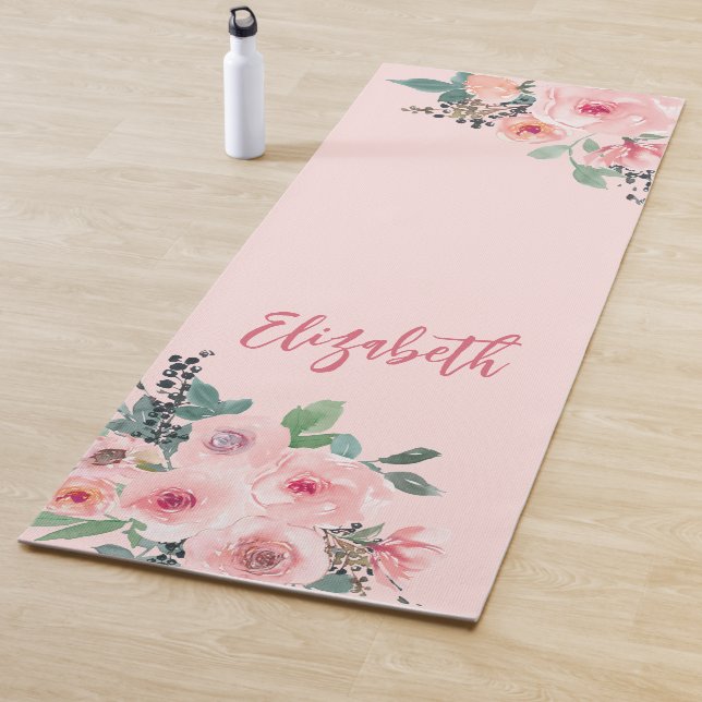 Personalisiert rosa Rose Yogamatte (Beispiel)