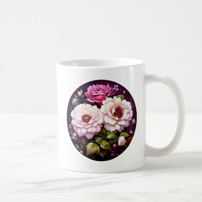 Personalisiert rosa Rosen Kaffeetasse (Rechts)
