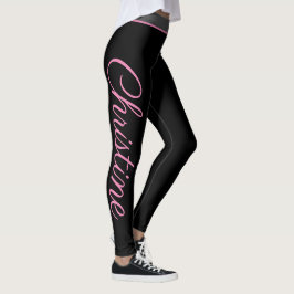 Personalisiert-rosa-Script-Yoga und Fitness-Leggin Leggings