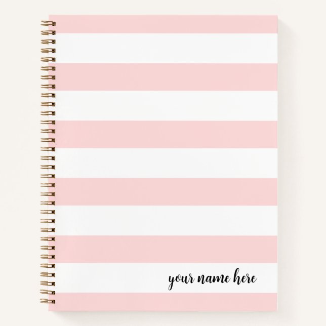 Personalisiert rosa Streifen Dot-Notebook Notizbuch (Vorderseite)