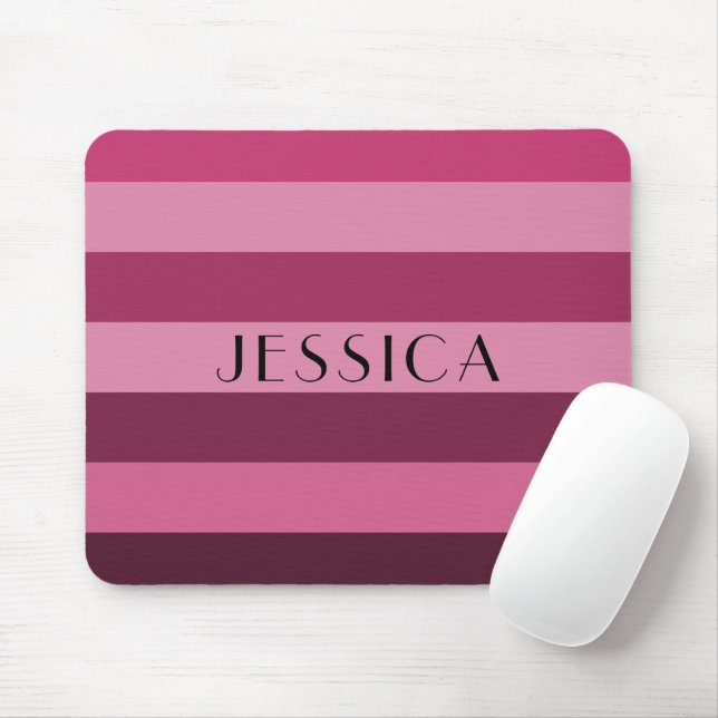 Personalisiert rosa Streifen Muster Name drucken Mousepad (Mit Mouse)