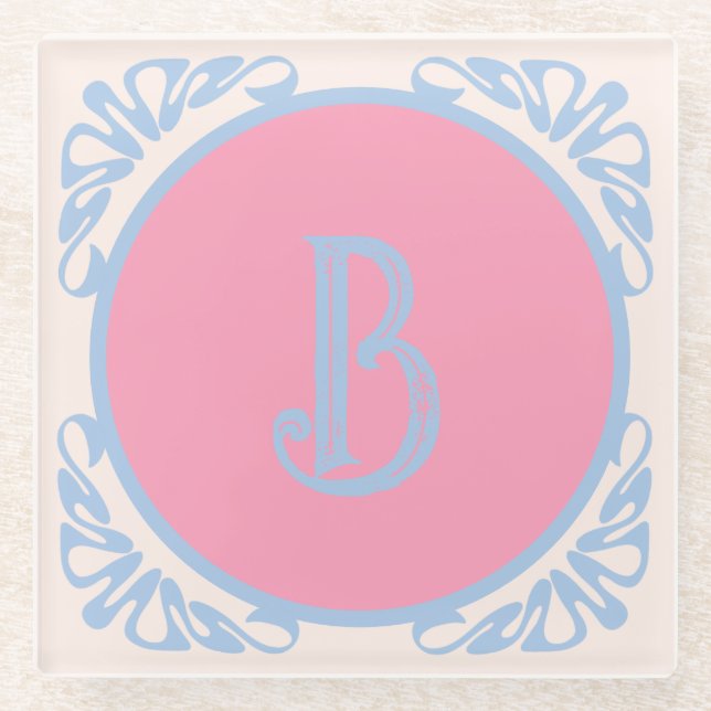 Personalisiert rosa und blau glasuntersetzer (Vorderseite)