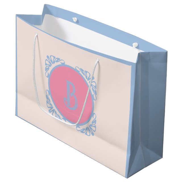 Personalisiert rosa und blau große geschenktüte (Vorderseite Schrägansicht)
