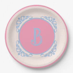 Personalisiert rosa und blau pappteller