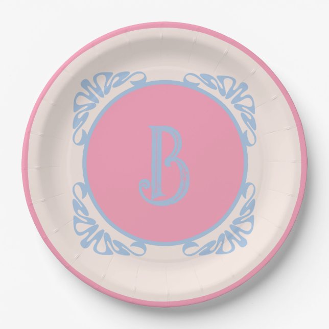 Personalisiert rosa und blau pappteller (Vorderseite)