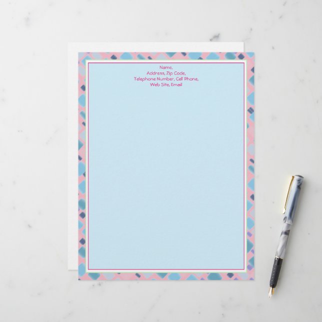 Personalisiert rosa und blaue Stationäre oder Briefbogen (Vorderseite/Rückseite Beispiel)