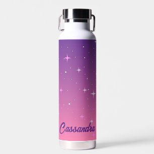 Personalisiert rosa und Lila mit Sternen Trinkflasche