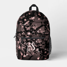 Personalisiert-rosa und schwarz-botanisch Abstrakt Bedruckter Rucksack