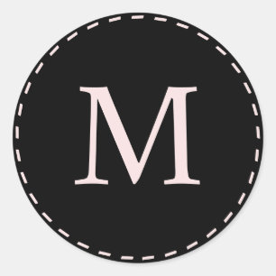 Personalisiert rosa und schwarz Mit Monogramm Runder Aufkleber