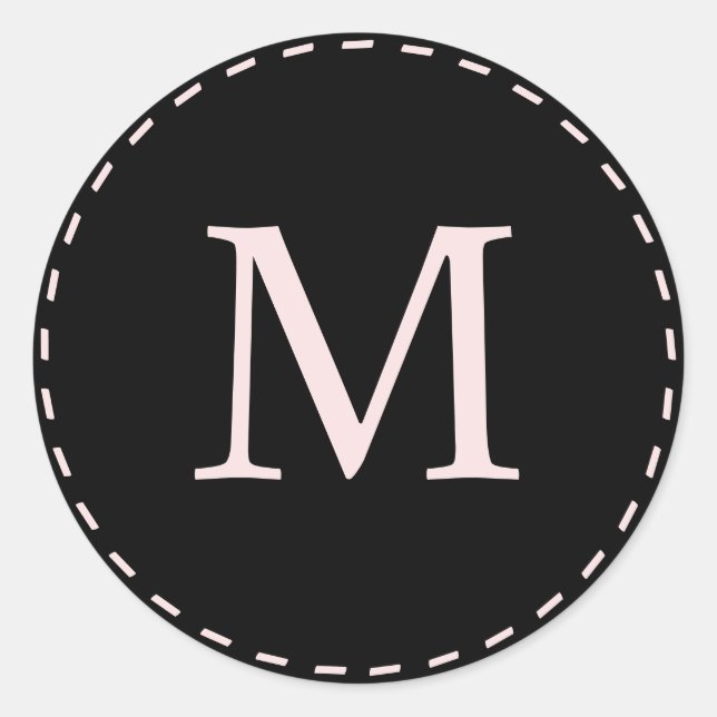 Personalisiert rosa und schwarz Mit Monogramm Runder Aufkleber (Vorderseite)