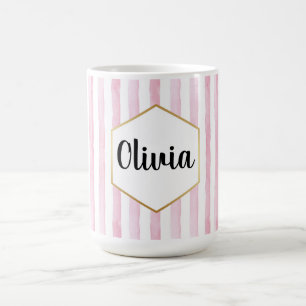 Personalisiert, rosa und weiß gestrichen kaffeetasse