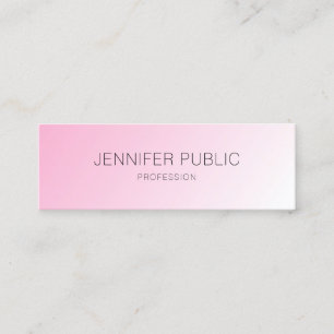 Personalisiert rosa Weiß Moderne Elegant Einfach Mini Visitenkarte