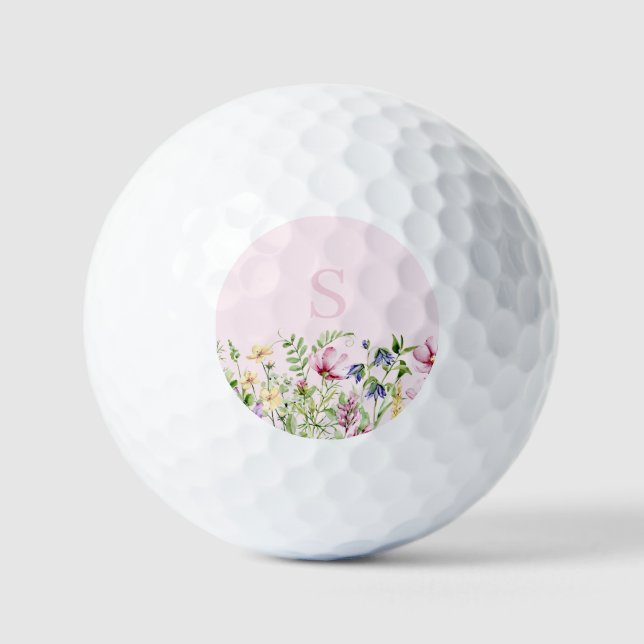 Personalisiert rosa Wildblume Blütenfarben Golfball (Vorderseite)