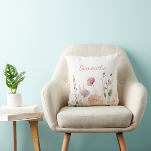 Personalisiert rosa Wildblume Blütenfarben Kissen