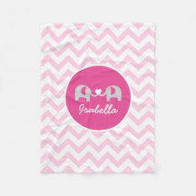 Personalisiert rosa Zickzack Elefant Baby Blanket