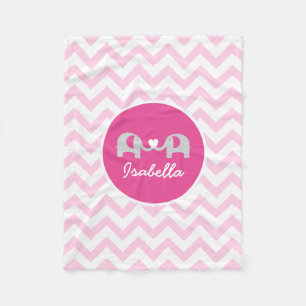 Personalisiert rosa Zickzack Elefant Baby Blanket Fleecedecke