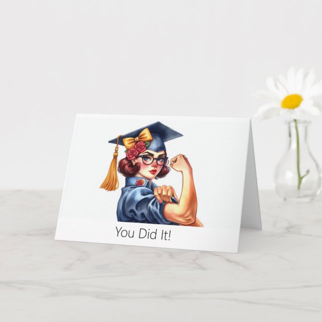 Personalisiert Rosie the Riveter Abschluss Card Karte (Kleine Pflanze)