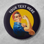 Personalisiert Rosie the Riveter Custom Vintag Button<br><div class="desc">Fügen Sie Ihren eigenen Text zu diesem anpassbaren Rosie the Riveter Design.</div>