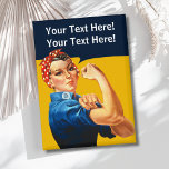 Personalisiert Rosie the Riveter Vintag Retro Button<br><div class="desc">Fügen Sie Ihren eigenen Text zu diesem anpassbaren Rosie the Riveter Design.</div>