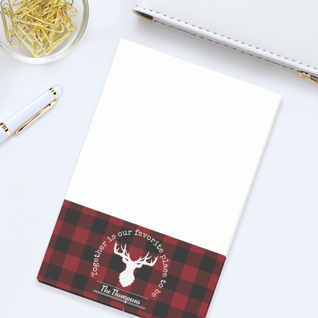 Personalisiert Rot und Schwarz Buffalo Kariert Post-it Klebezettel (Von Creator hochgeladen)